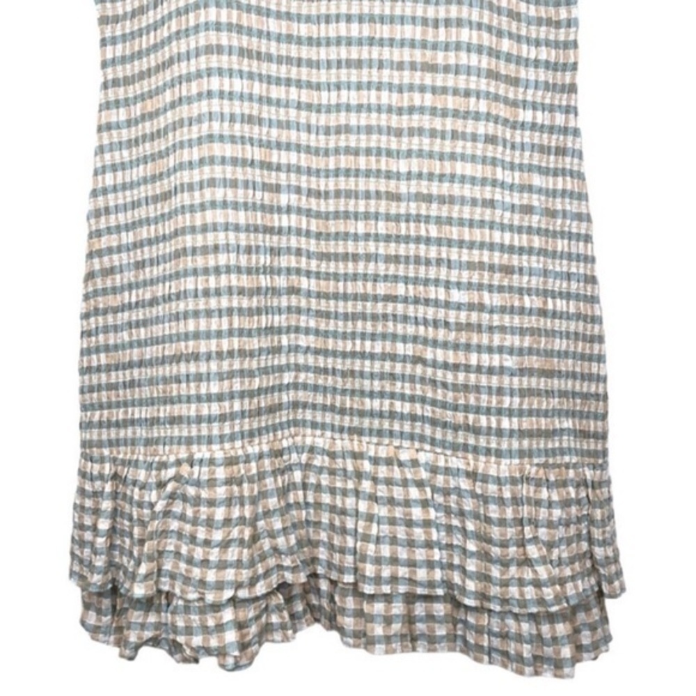 Veronica Beard Cici Smocked Seersucker Plaid Mini Mint Beige Dress NWT - Picture 4 of 16